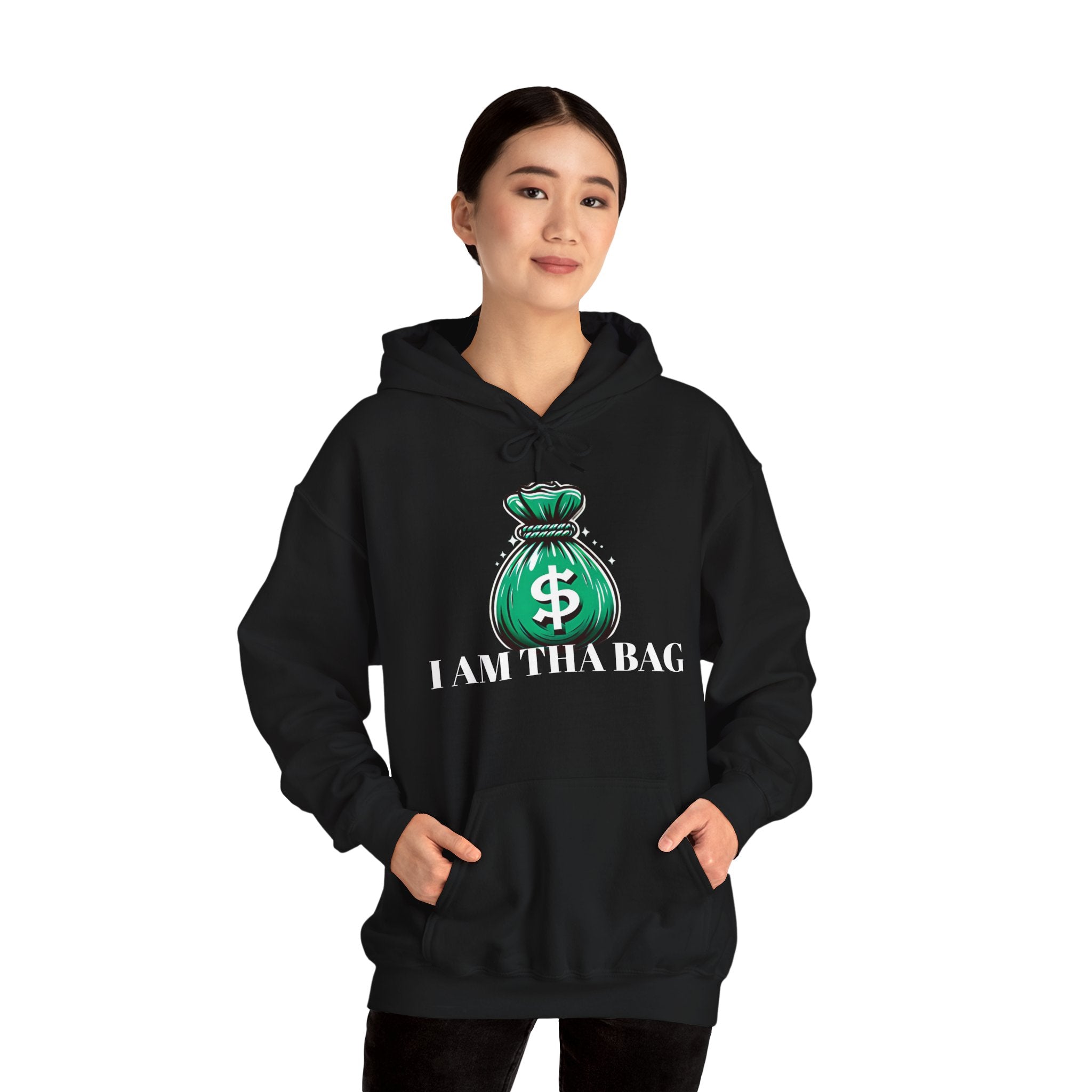 Money Bag Unisex Hooded Sweatshirt - 'I am the Bag' Design