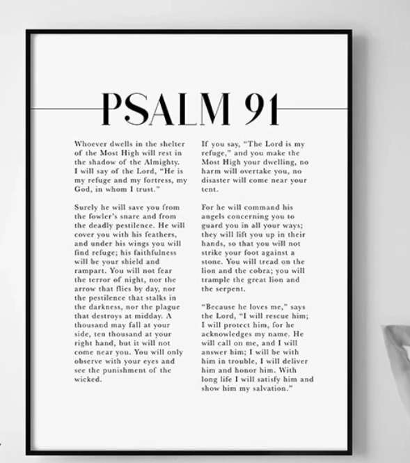 Psalm 91 Scripture Wall Art Home Decoration