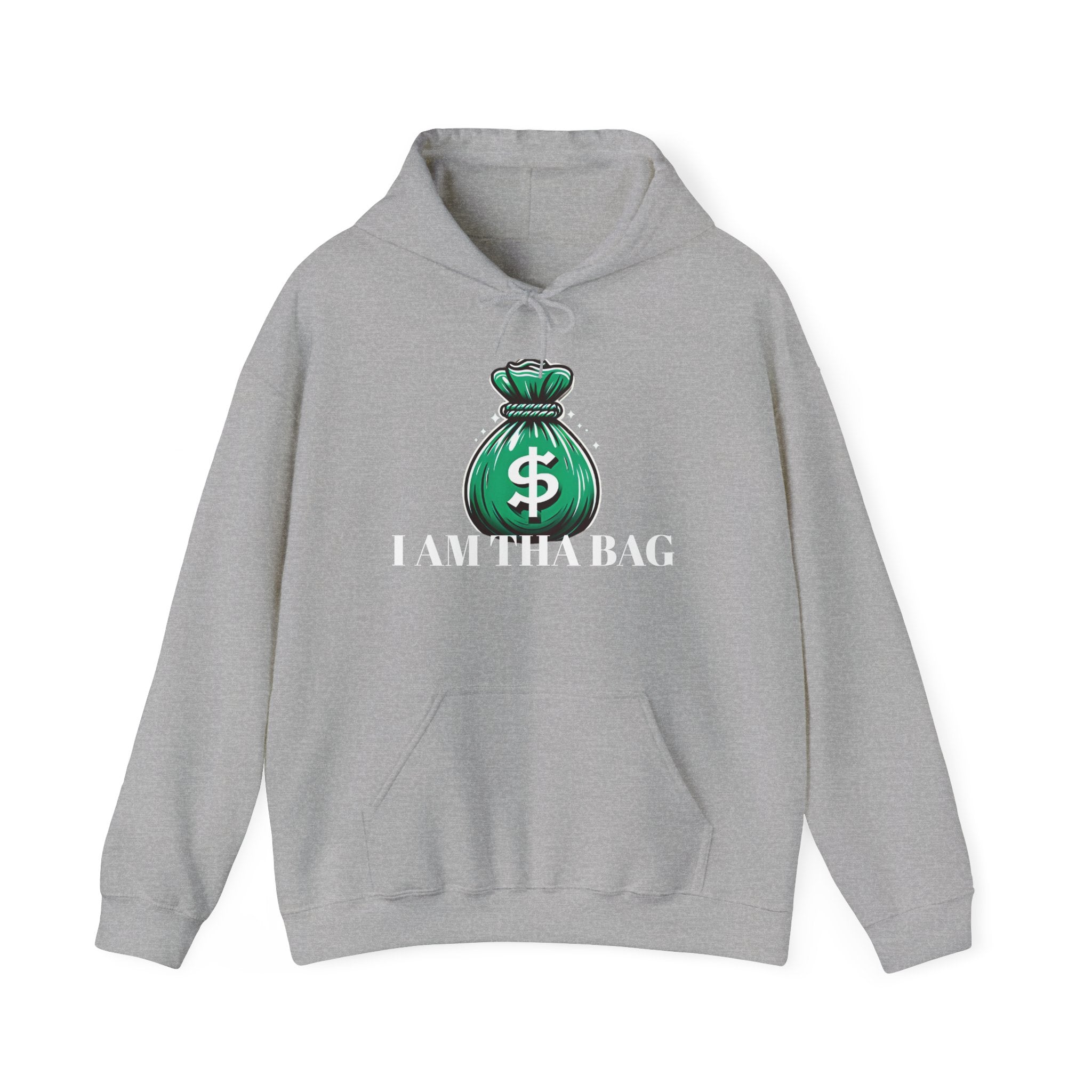 Money Bag Unisex Hooded Sweatshirt - 'I am the Bag' Design