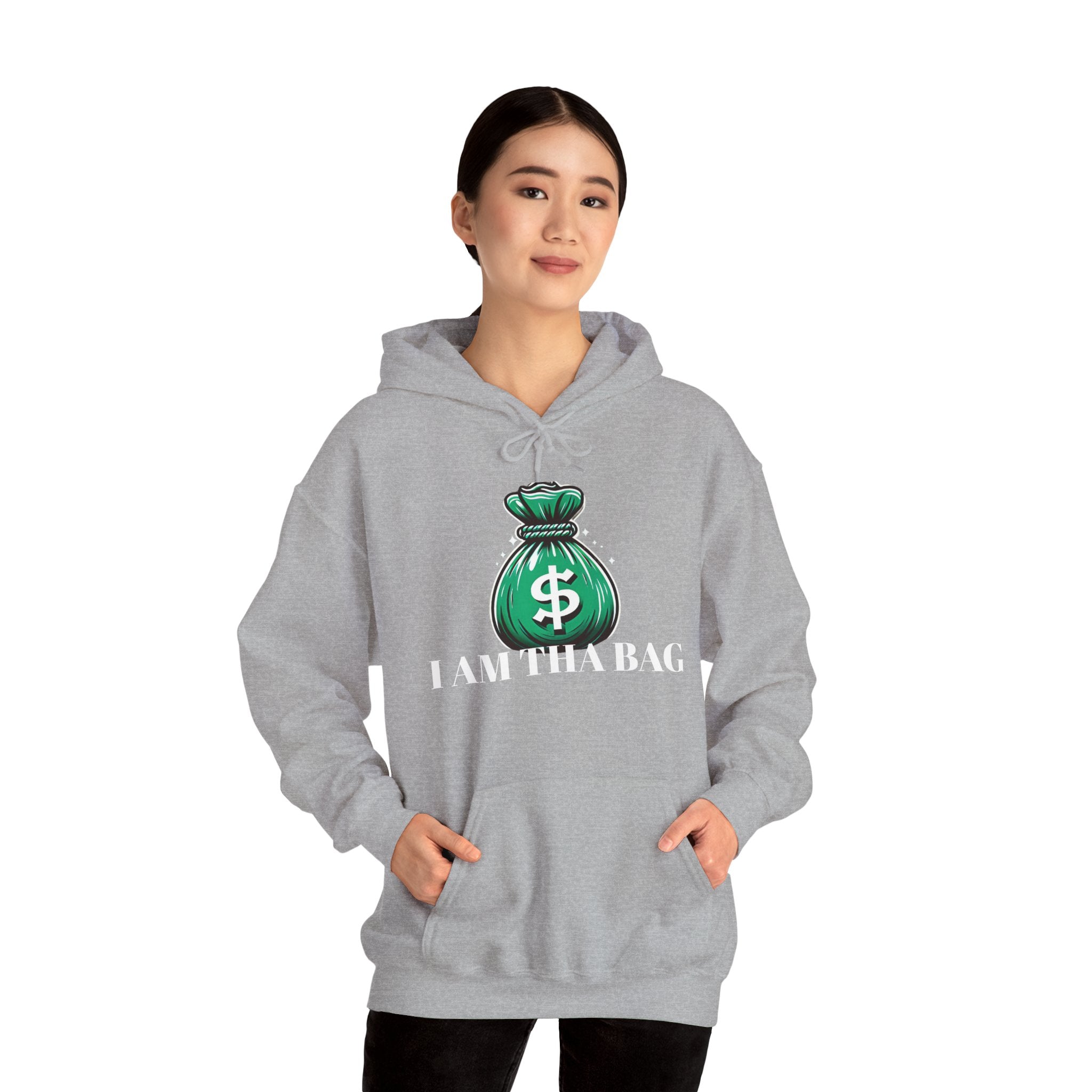 Money Bag Unisex Hooded Sweatshirt - 'I am the Bag' Design